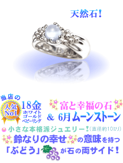 6月の誕生石ムーンストーンのベビーリング(K18WGホワイトゴールド)